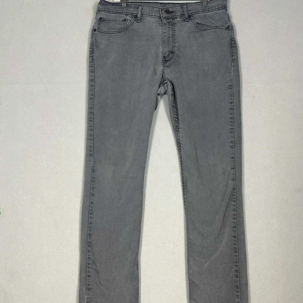 Levis 511 Jeans Mens 36X32 Grey Slim Fit Straight Distressed Stretch Denim Pants